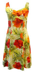 Two Palms Women's Big Hibiscus Empire Princess Flare Dress